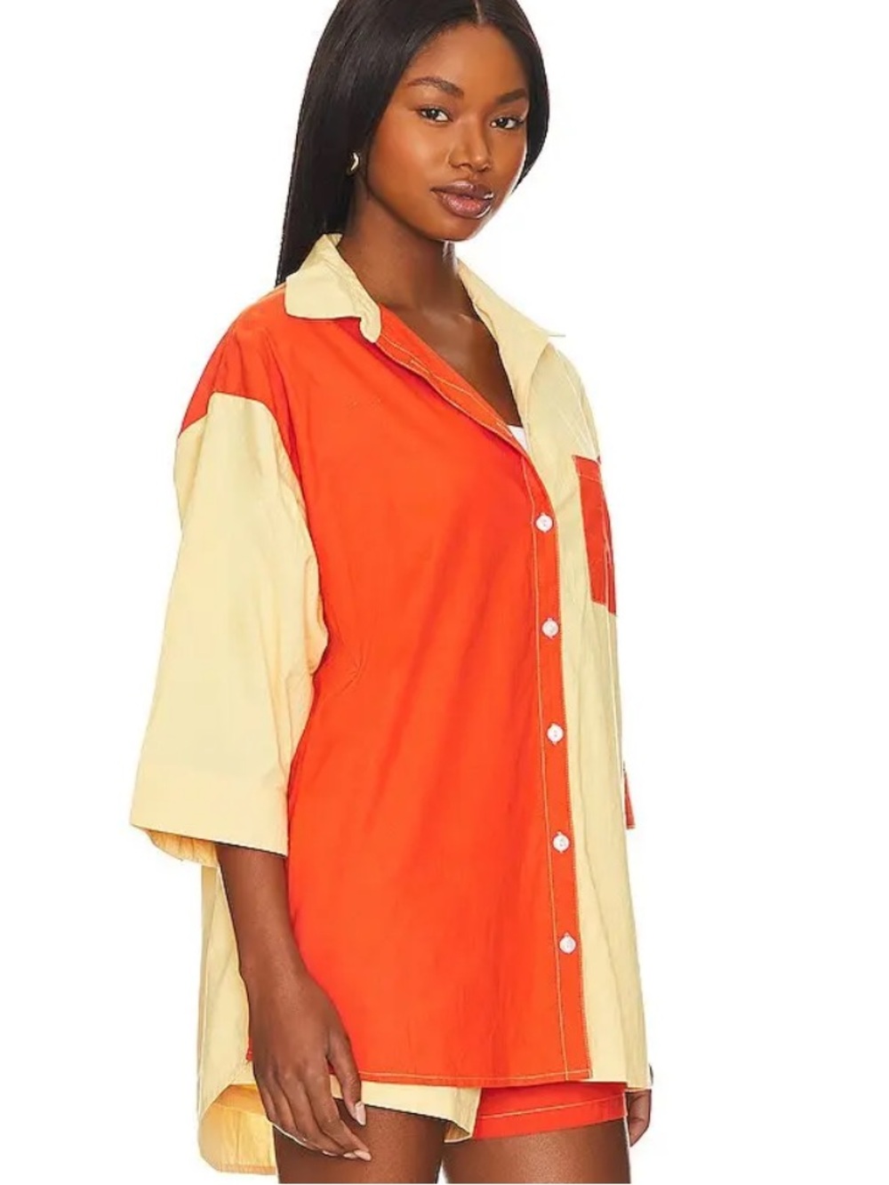Its Now Cool X Revolve Vaca Shirt Oversized Button Up Coverup Top M NWT - Picture 1 of 7